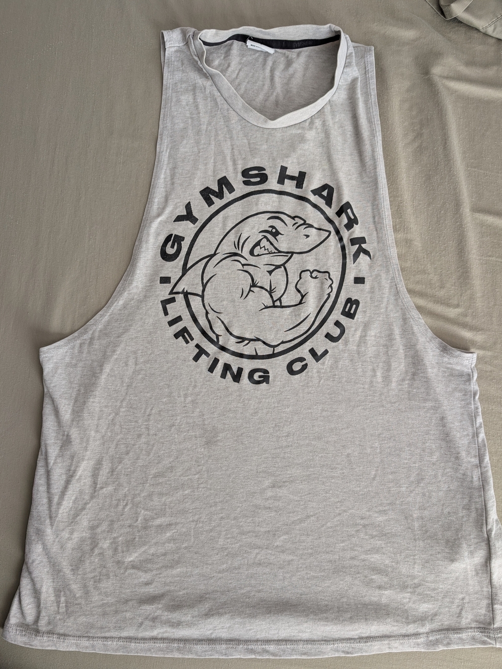 Gymshark Light Gray Sleeveless Lifting Tank with Black Logo